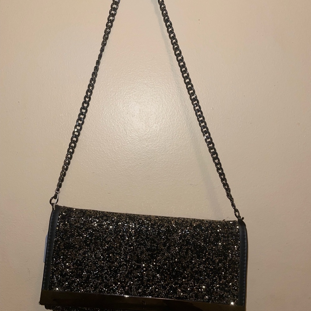 Elegant Black Glitter Shoulder Bag